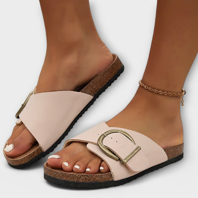 Margie | Kork-Pantoletten mit Schnallen