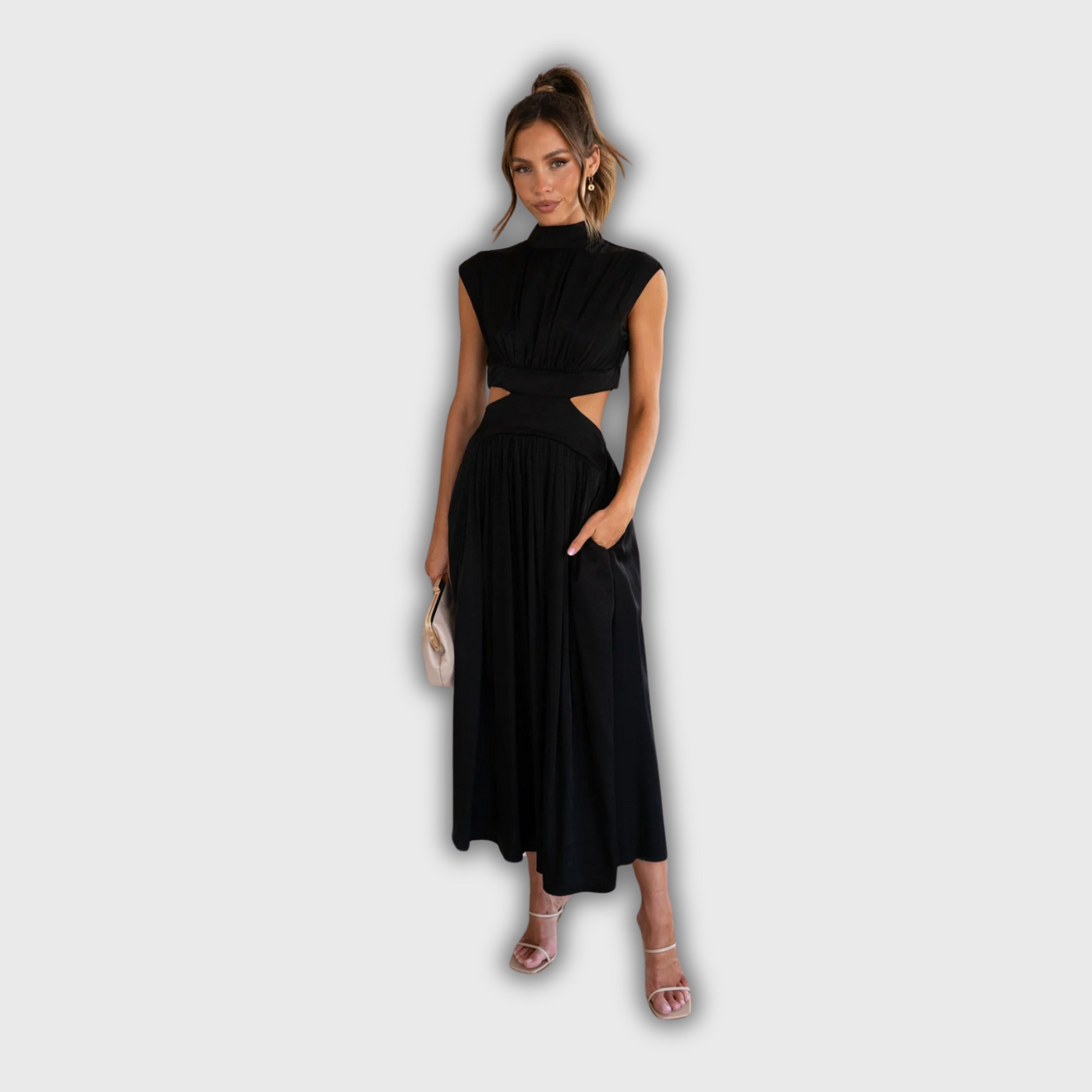 Liana | Midi-Kleid mit Cut-Out und Taschen