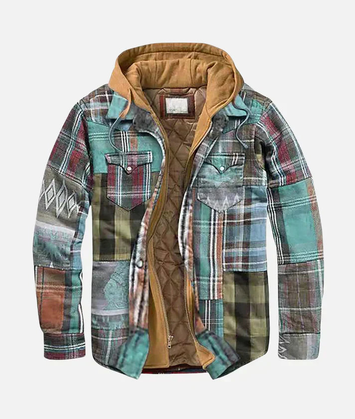 Alain – Elegante Patchwork-Jacke mit Karomuster