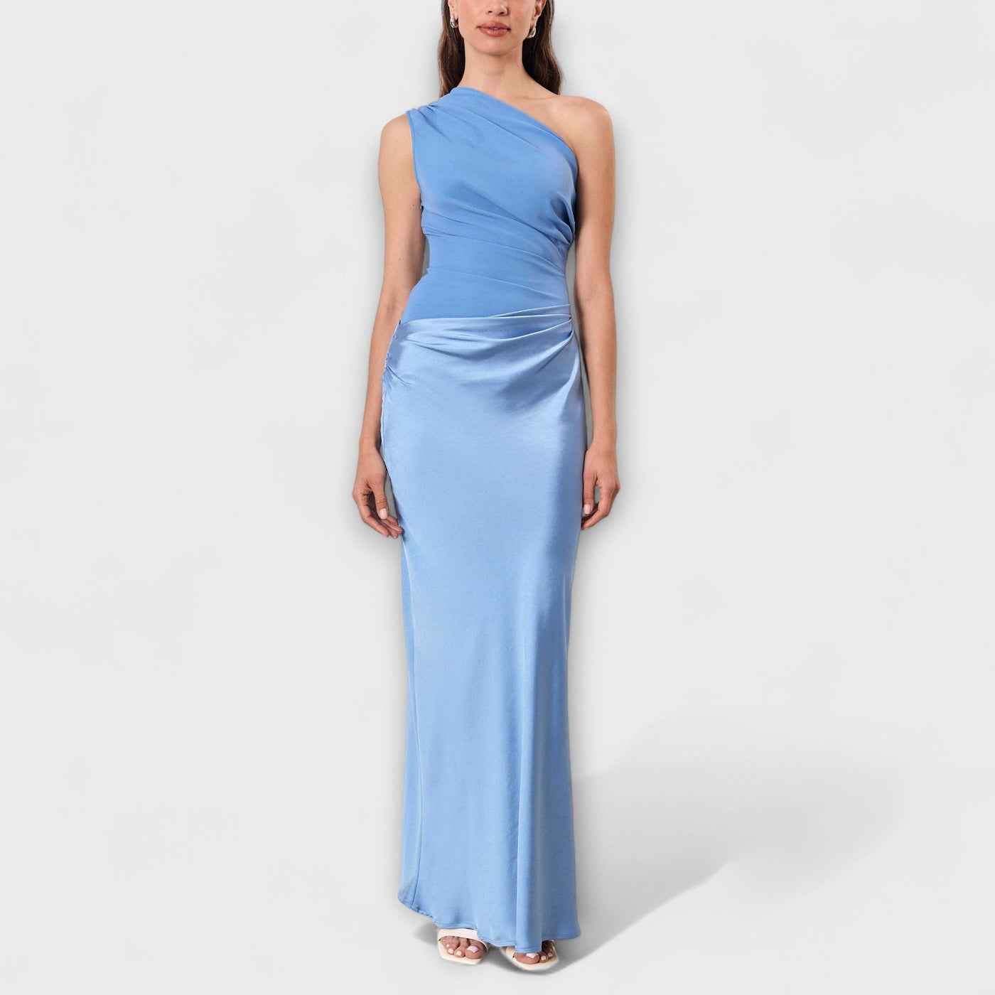 Maila | Ein-Schulter Falten Maxi Kleid