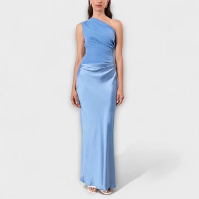 Maila | Ein-Schulter Falten Maxi Kleid