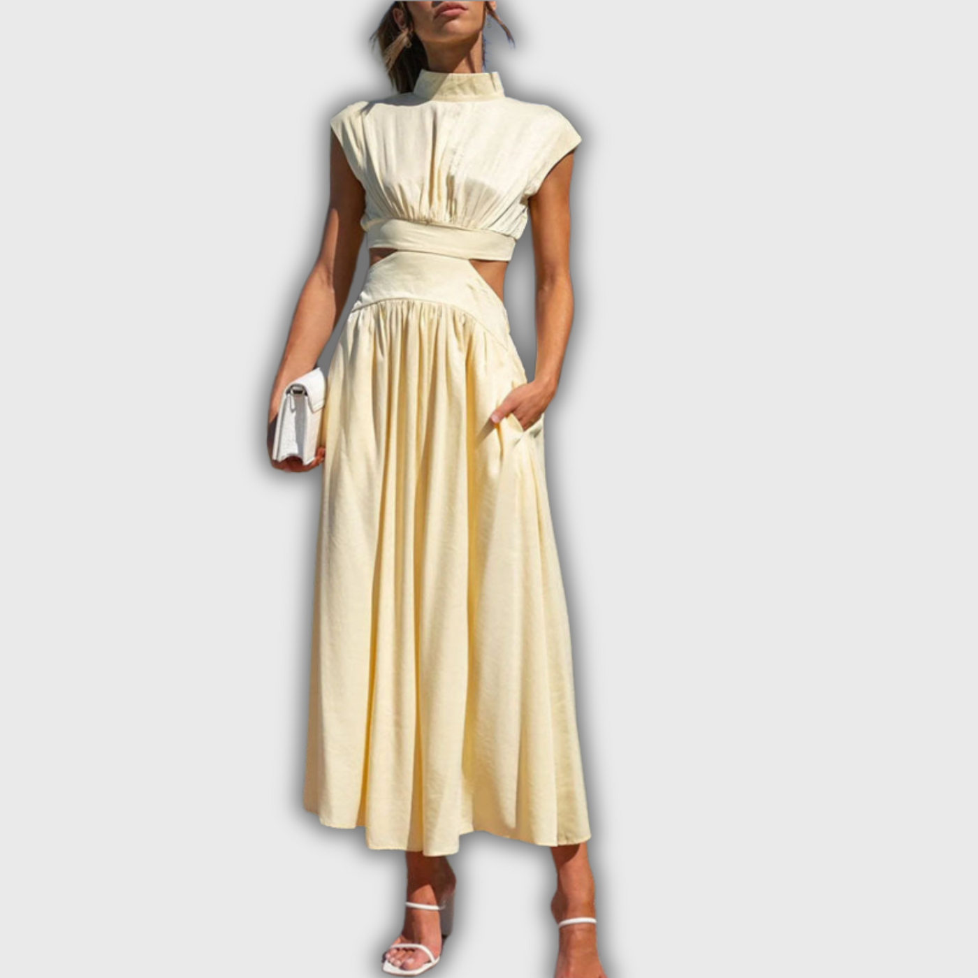 Liana | Midi-Kleid mit Cut-Out und Taschen