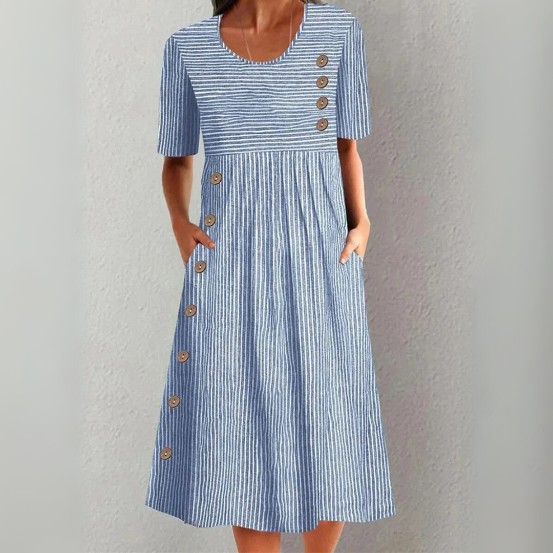 Clara – Gestreiftes Midi-Kleid