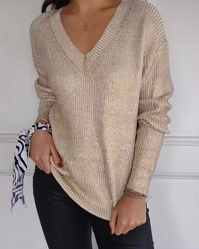 REBEKKA - LÄSSIGER V-AUSSCHNITT-PULLOVER