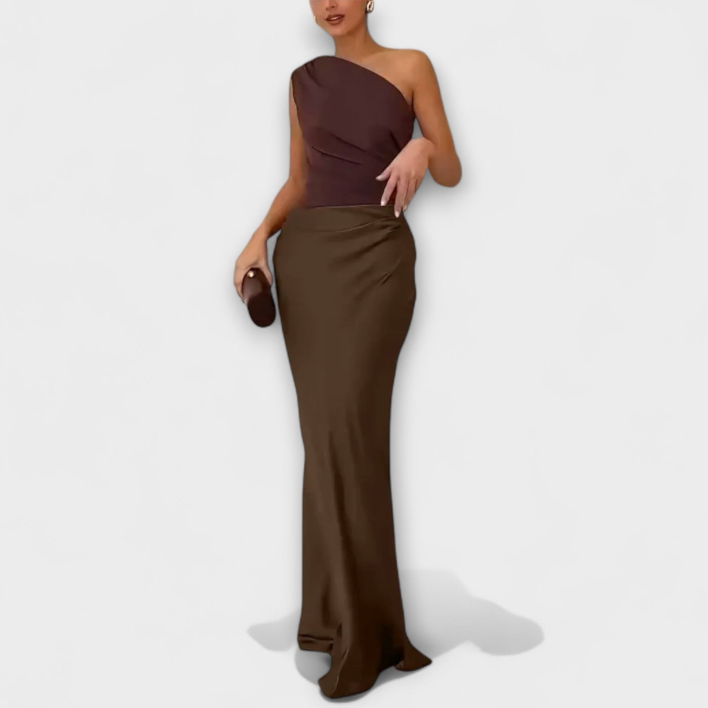 Maila | Ein-Schulter Falten Maxi Kleid