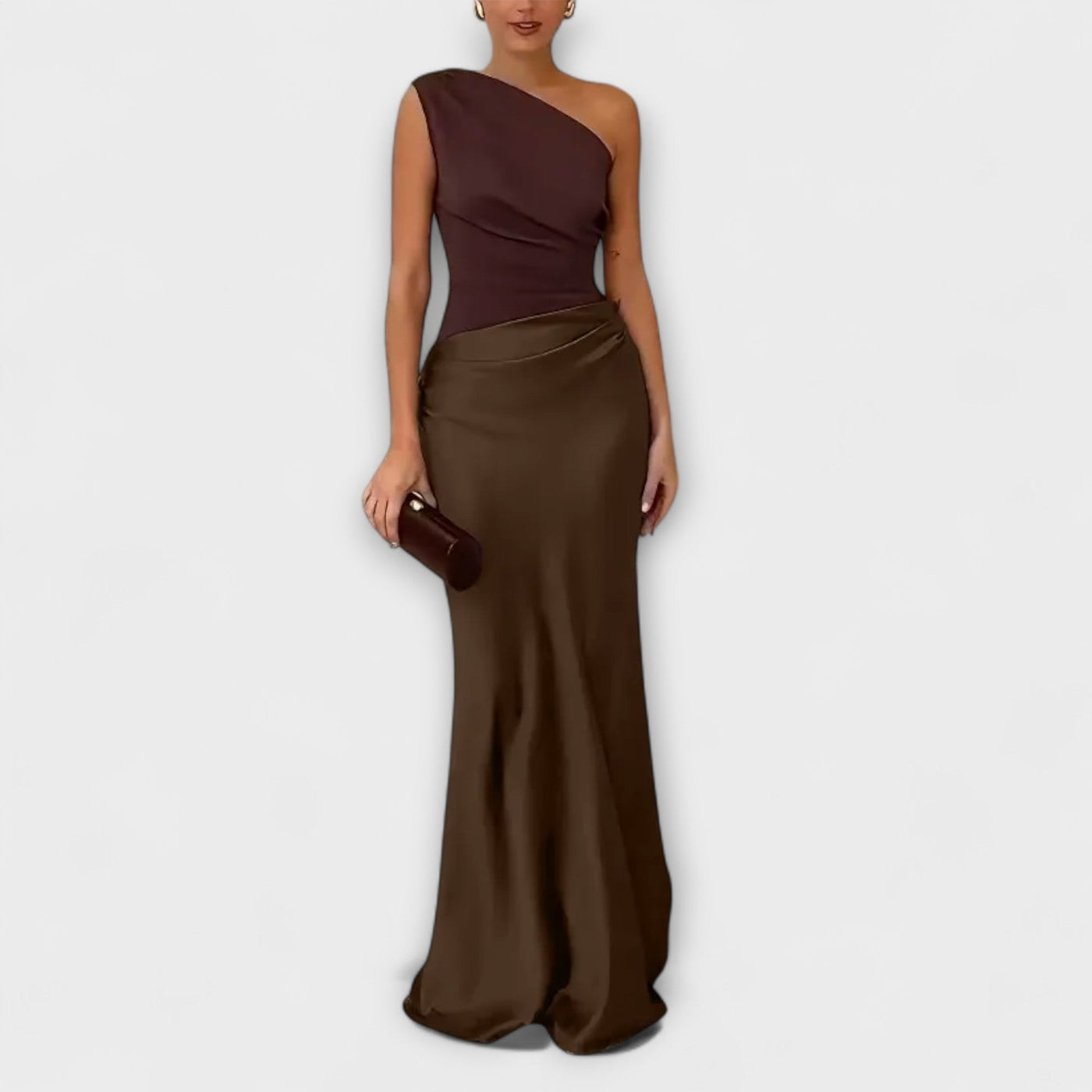 Maila | Ein-Schulter Falten Maxi Kleid
