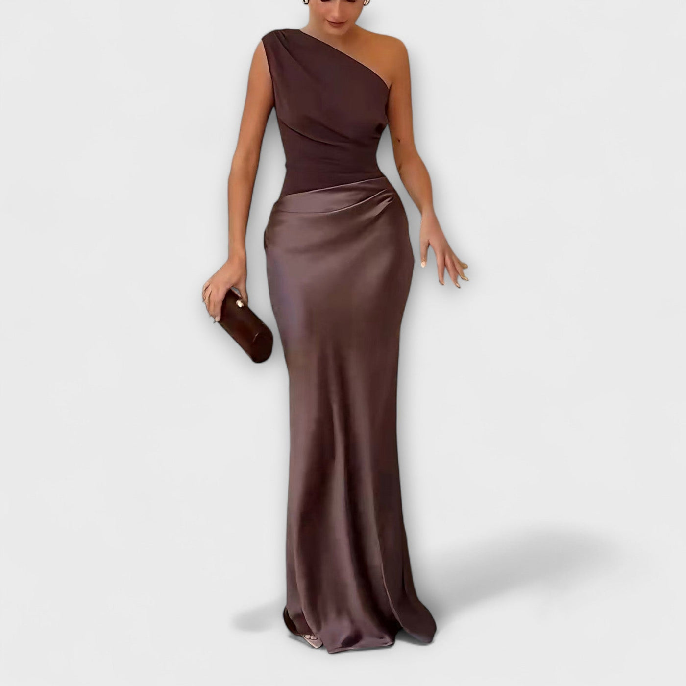 Maila | Ein-Schulter Falten Maxi Kleid