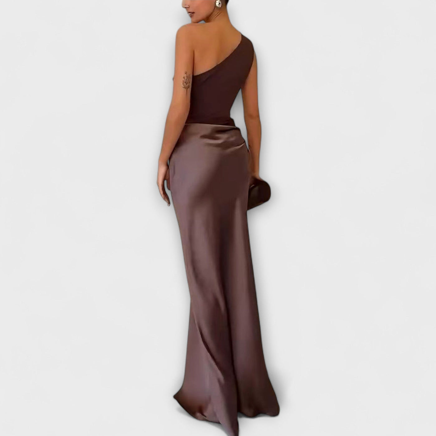 Maila | Ein-Schulter Falten Maxi Kleid