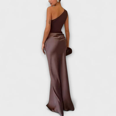 Maila | Ein-Schulter Falten Maxi Kleid
