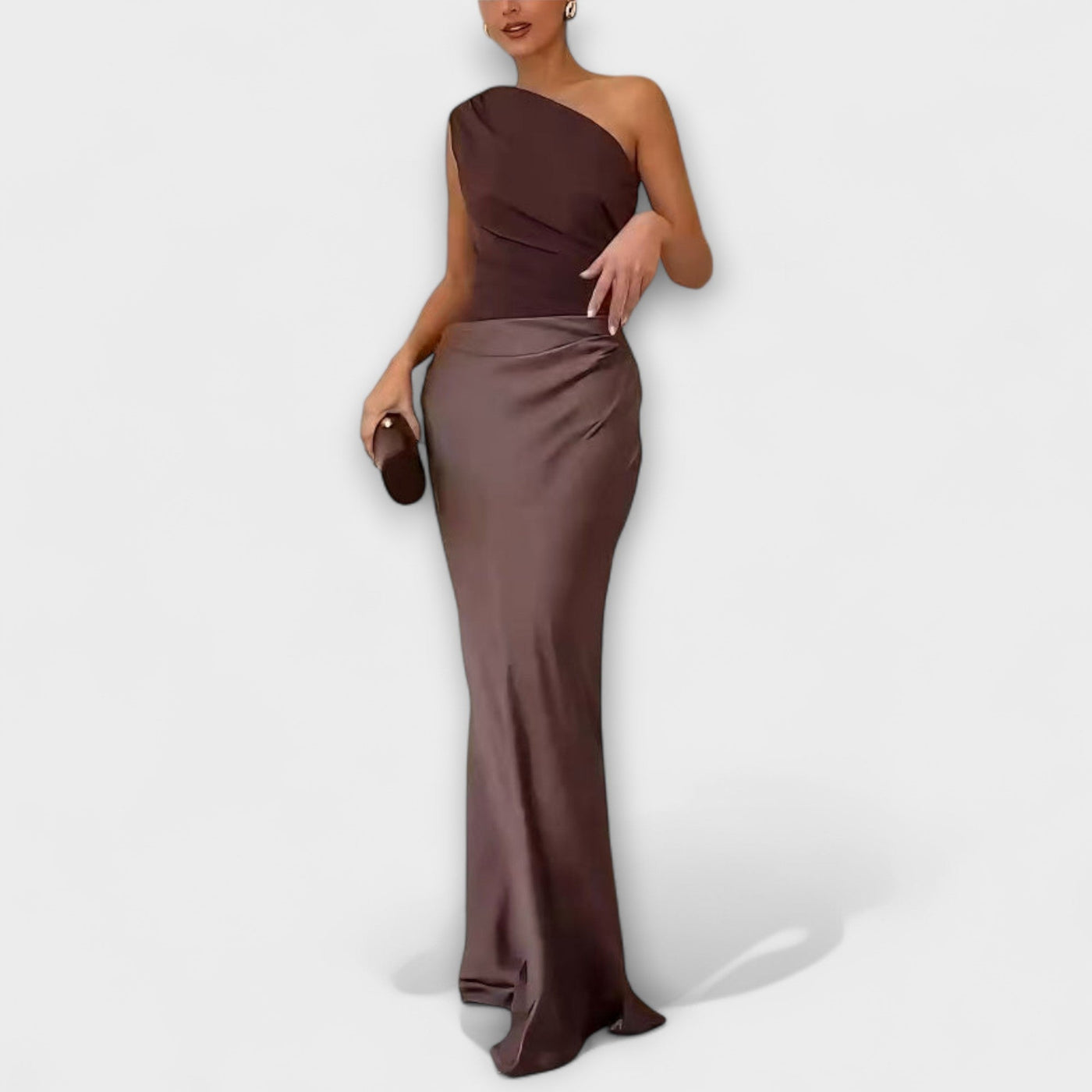 Maila | Ein-Schulter Falten Maxi Kleid