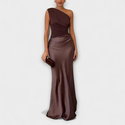 Maila | Ein-Schulter Falten Maxi Kleid