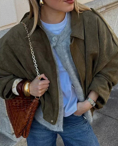 Anneliese | Bomberjacke aus Wildleder