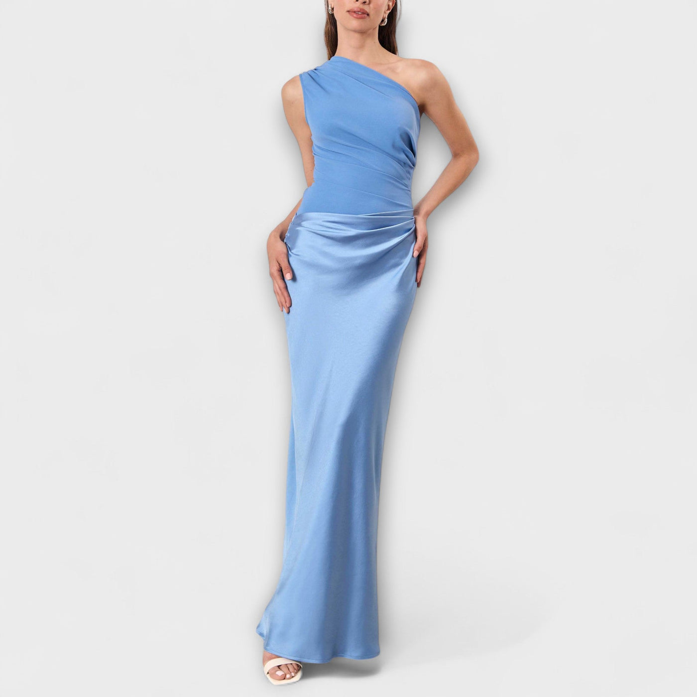 Maila | Ein-Schulter Falten Maxi Kleid