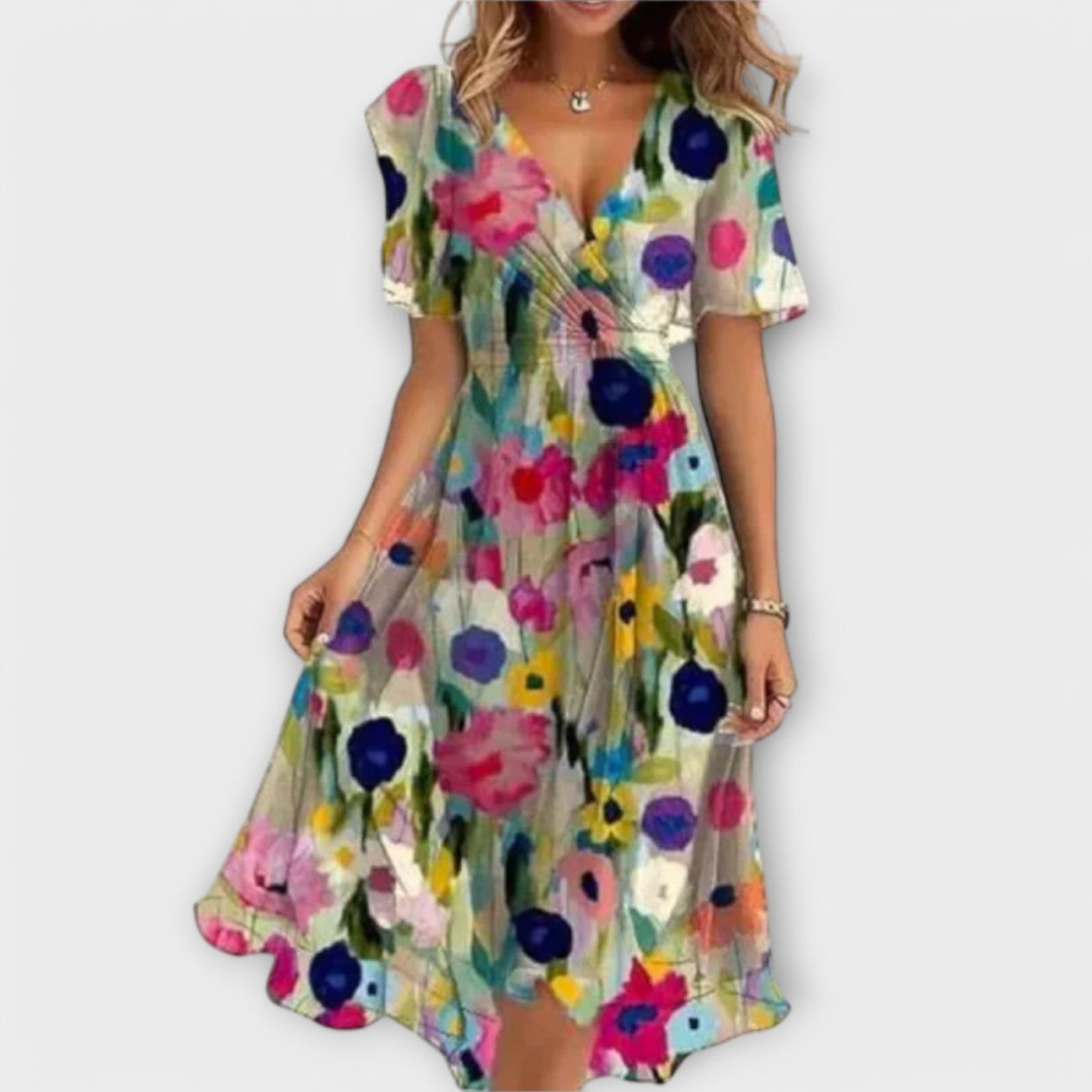 Annegret | Damen Kleid mit V-Ausschnitt