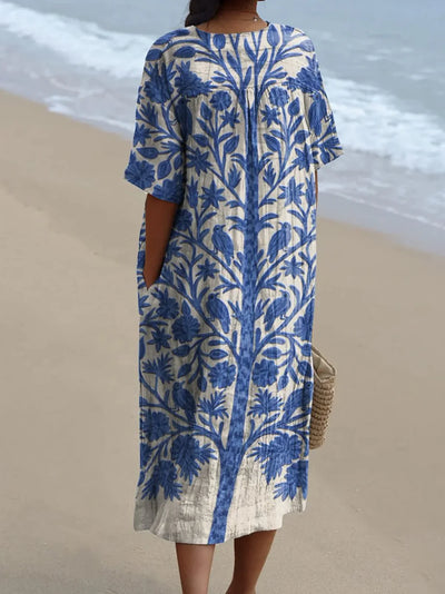 Oréa | Blaues besticktes Kleid